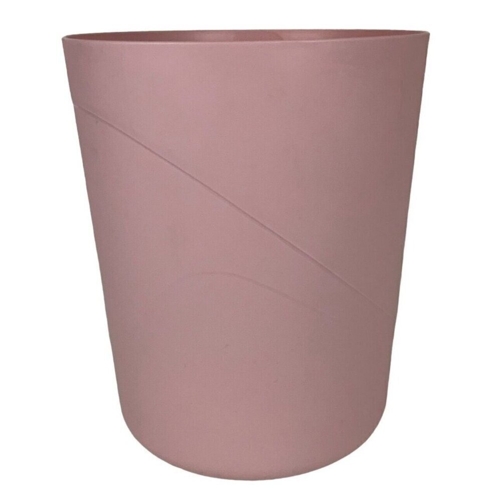 Rubbermaid Molded Plastic Wastebasket Pale Pink Round Column Vintage 80s